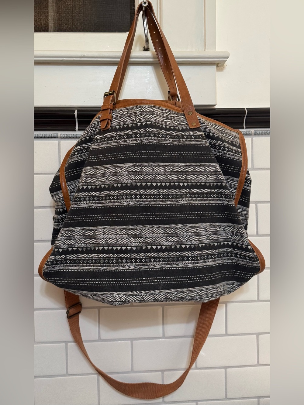 Black & White Patterned Soft Tote/Pool Bag